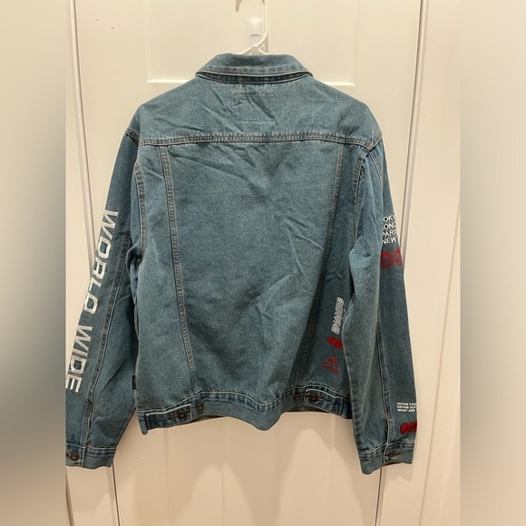 Brooklyn Cloth Denim Blue Jean Jacket World Wide Size L - Picture 4 of 7